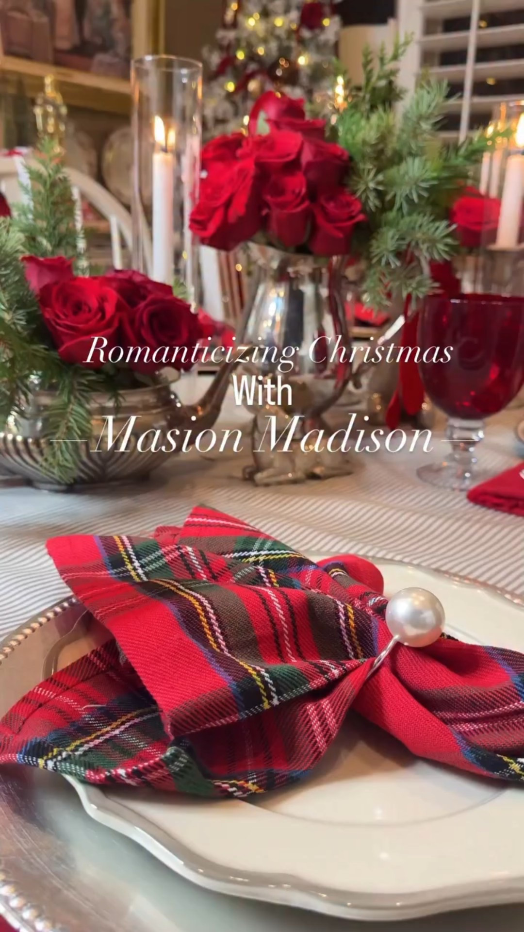—Elegant & Traditional—
It seems this year more then ever we’re craving a more Traditional & Elegant Christmas..

Classic, Elegance, Nostalgia, Vintage treasures, Traditional and some would say a “Ralph Lauren” Christmas🌲❤️

I had the pleasure of creating a mixture of the above…for what I am calling

—Romanticizing Christmas—
With @maisonmadison 

Merging European Artisanship with American Glamour at the dinner table. 

I had the pleasure of styling the Sylvia collection plates and platters for this holiday tablescape.

With it’s beautiful grey trimmed scallop detail, this pottery is designed in New York and made in Portugal. 

A Woman owned company, that designs beautiful pieces you can enjoy daily and use for special occasions. 

✨The Sylvia collection pairs beautifully with my treasured antique silver pieces, festive traditional Holiday plaids, fresh roses and winter greenery along with candlelight✨

Check out more collections by @maisonmadison  on their Instagram and website.

Tell me…Your Holiday decor style below: ⬇️ 

Traditional, red & green, plaids, whimsical, mountain or rustic, vintage and collected, trendy, passed down and hand crafted, themed etc.

For this table I linked what I could! Plates and platers you need to go to Maison Madison’s website 

#LTKHoliday #LTKHome #LTKstorytime