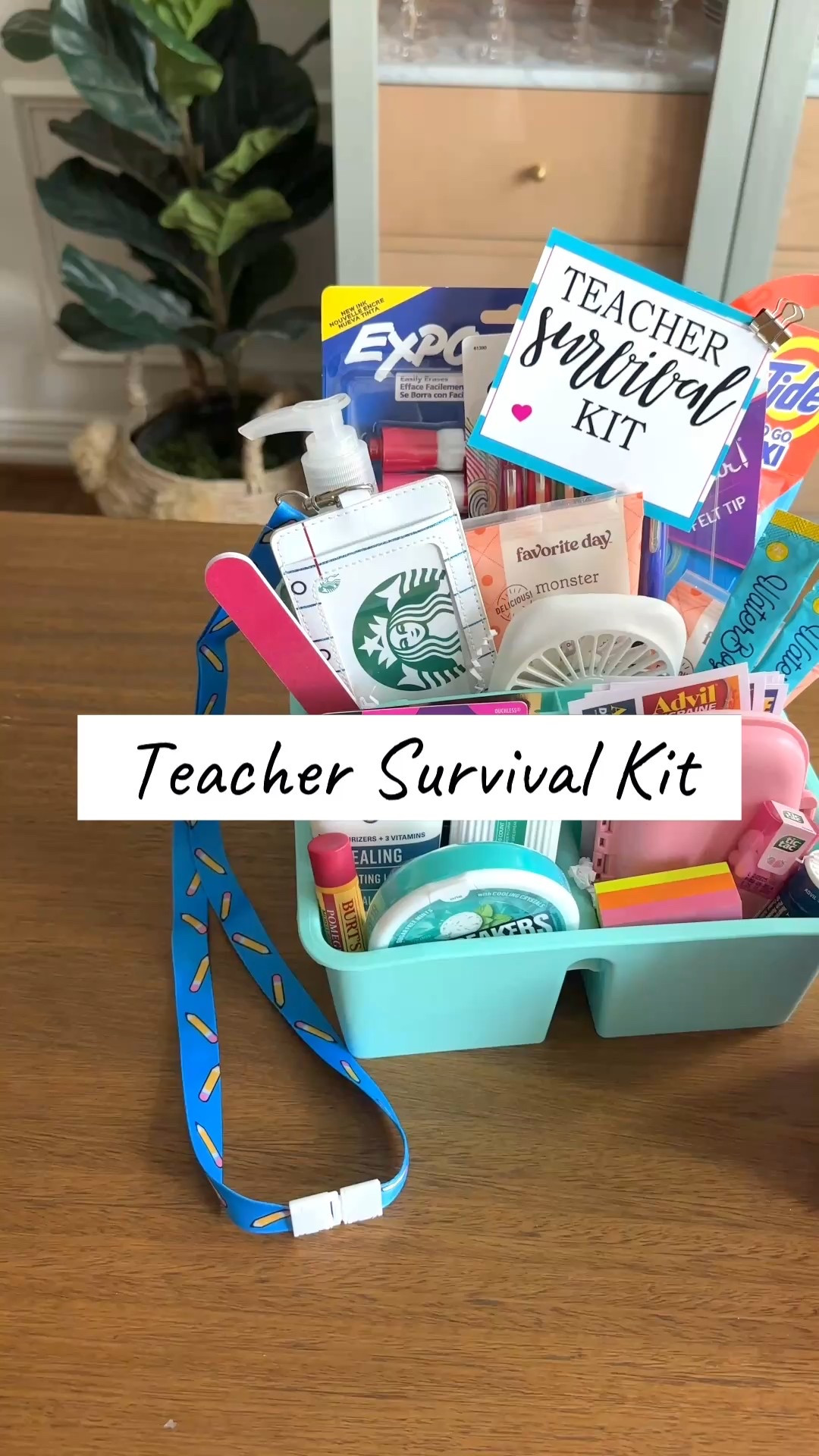 Teacher survival kit! Find the free printable tags on crispcollective.org! I linked all the supplies I used and some extra ideas here! Love to love on teachers!🍎