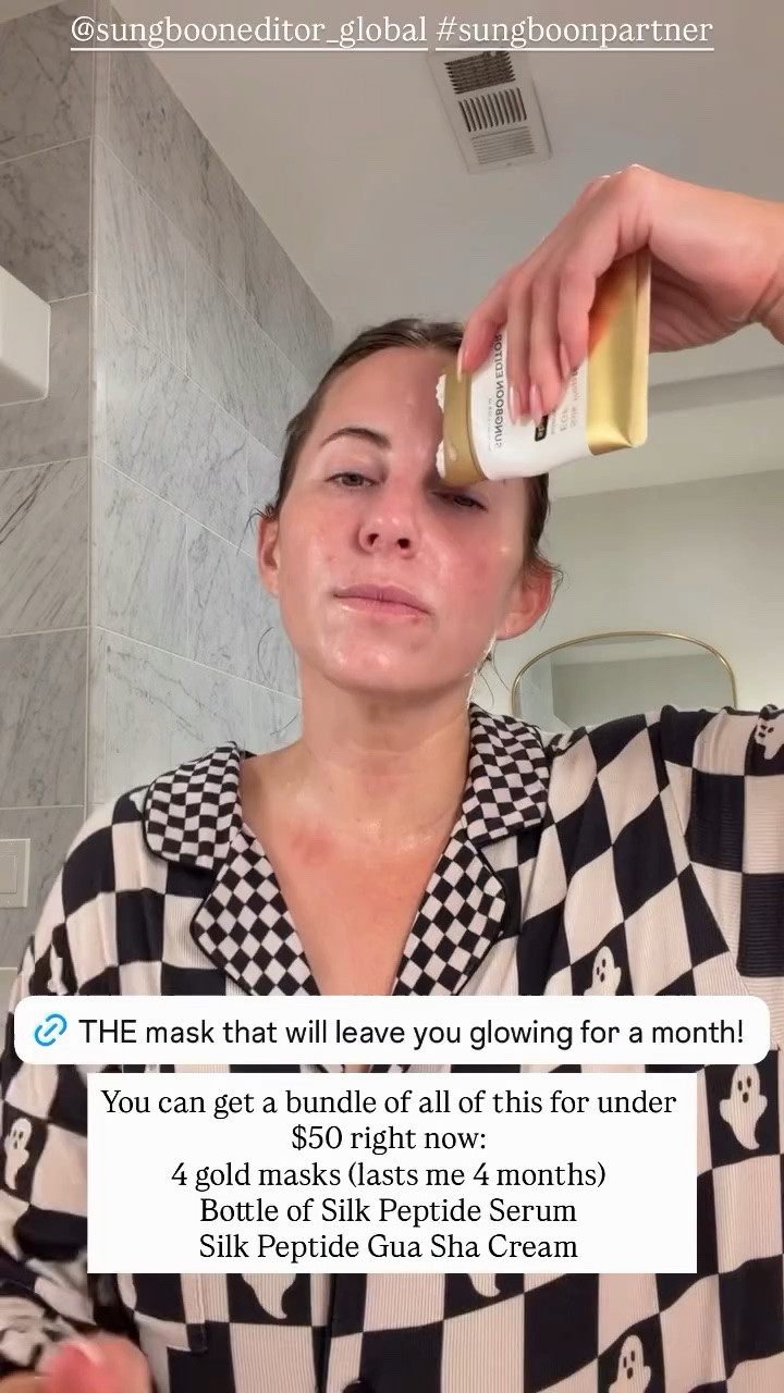 @sungbooneditor_global #sungboonpartner  You can get a bundle of all of this for under $50 right now: 
4 gold masks (lasts me 4 months)
Bottle of Silk Peptide Serum
Silk Peptide Gua Sha Cream