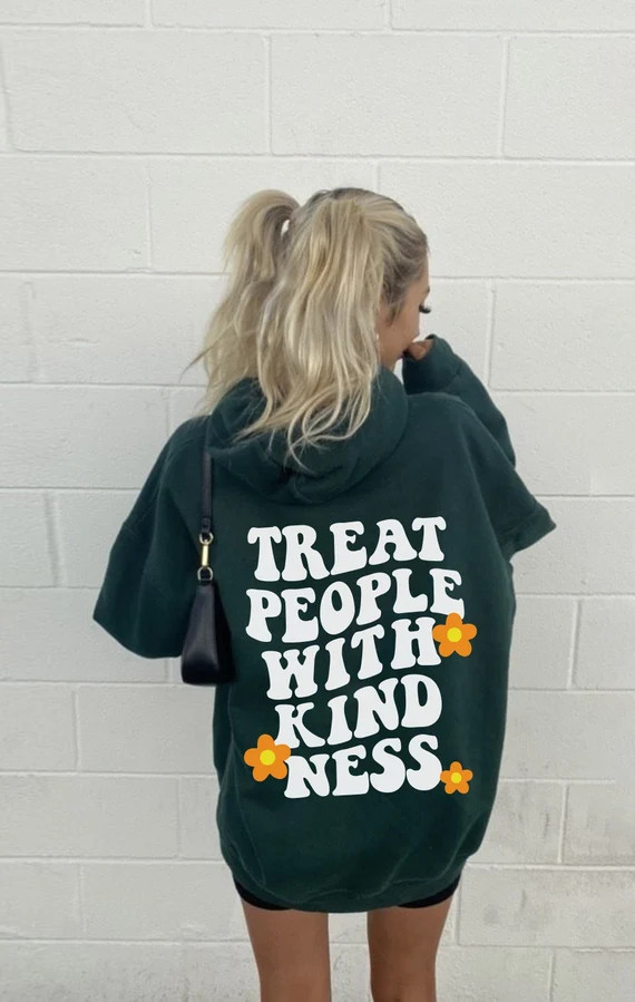 Treat People with Kindess | TPWK | Tumblr  VSCO girl | Y2k | Oversized Hoodie Hooded Sweatshirt | Etsy (US)