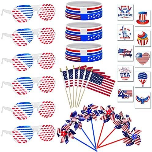 133 PCS Red White and Blue Party Favors Bulk,Fourth/4th of July Decor,Memorial Day/Independence D... | Amazon (US)