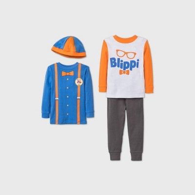 Toddler Boys' 4pc Blippi Pajama Set - Blue/Orange/Gray | Target