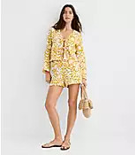 LOFT Beach Palm Ruffle Gauze Shorts | LOFT