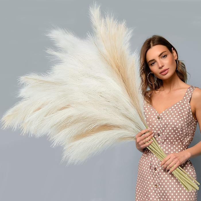 Ouddy Decor 8 Pcs Faux Pampas Grass Decor 38''/97cm Tall Artificial Large Pompas Floral Fluffy Fa... | Amazon (CA)