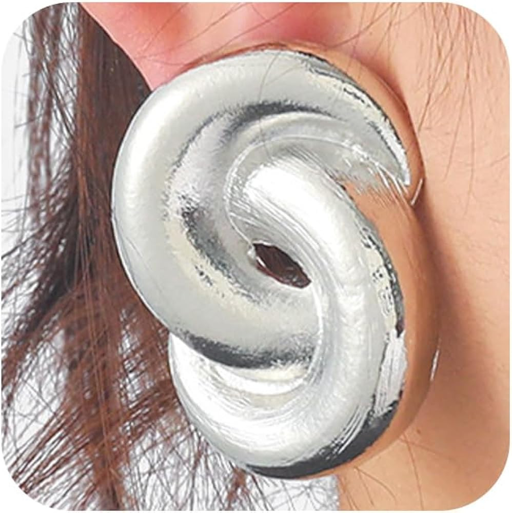 Statement Big Chunky Gold Twist Knot Earrings for Women, Trendy Large Thick Silver Spiral Drop St... | Amazon (US)