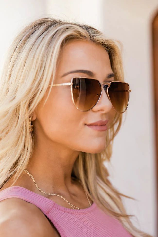 Brighter Days Brown/Gold Sunglasses | The Pink Lily Boutique