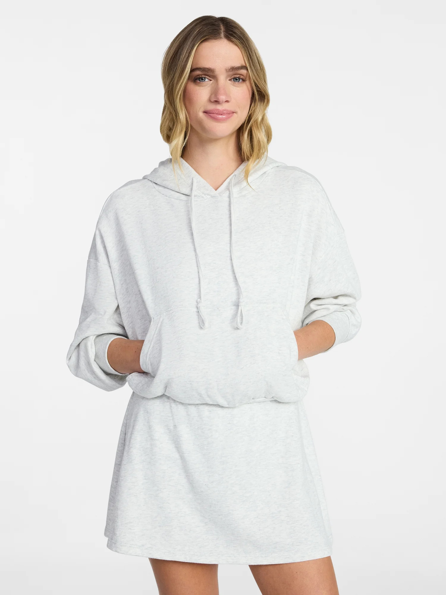 No Boundaries Bubble Hem Drawstring Hoodie, Women’s XXS-XXL | Walmart (US)