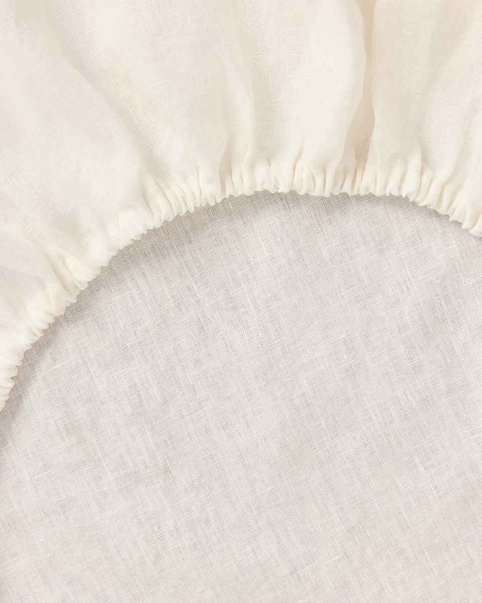 Linen Fitted Sheet - Meringue | Hommey AU