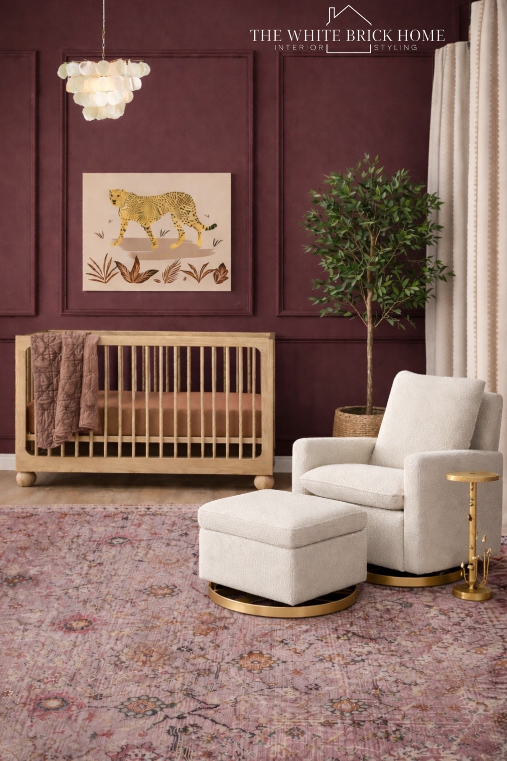 A twist on a nursery - this rich wall paired with the colors of this rug created a space that feels unexpected for a nursery, while also whimsical. 

Nursery, nursery decor, nursery furniture, crib, nursery wall art, nursery rug, area rug, nursery ideas, nursery decor, curtains, nursery bedding, girls nursery, baby girl nursery, nursery bedding, pink nursery, baby girl bedroom, nursery wall art, safari nursery, crate and kids, wayfair 

#LTKHome #LTKBump #LTKBaby