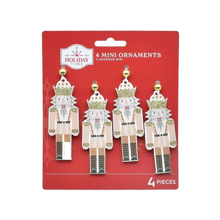 Blushful 4 Count Mini Pink Nutcracker Ornaments, by Holiday Time | Walmart (US)