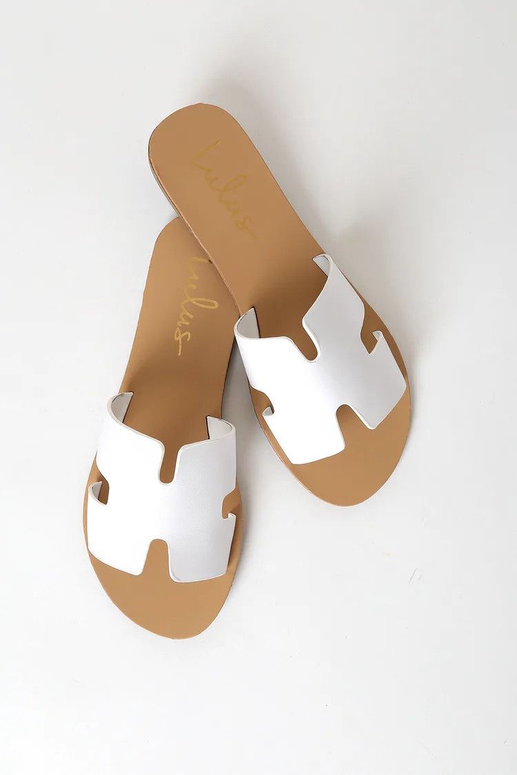 Saxon White Slide Sandals | Lulus (US)