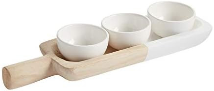 Paulownia Wood Tray and Ceramic Dip Bowl Set | Amazon (US)