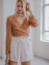'Lucia' Ruched Tied Linen Shorts | Goodnight Macaroon