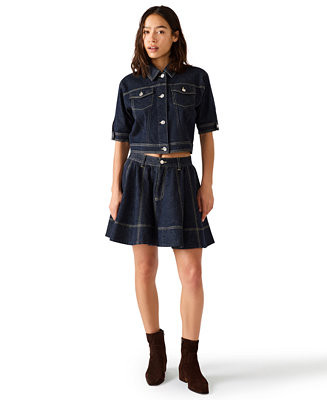 Women's Blu Elbow-Sleeve Denim Trucker Jacket | Macy's