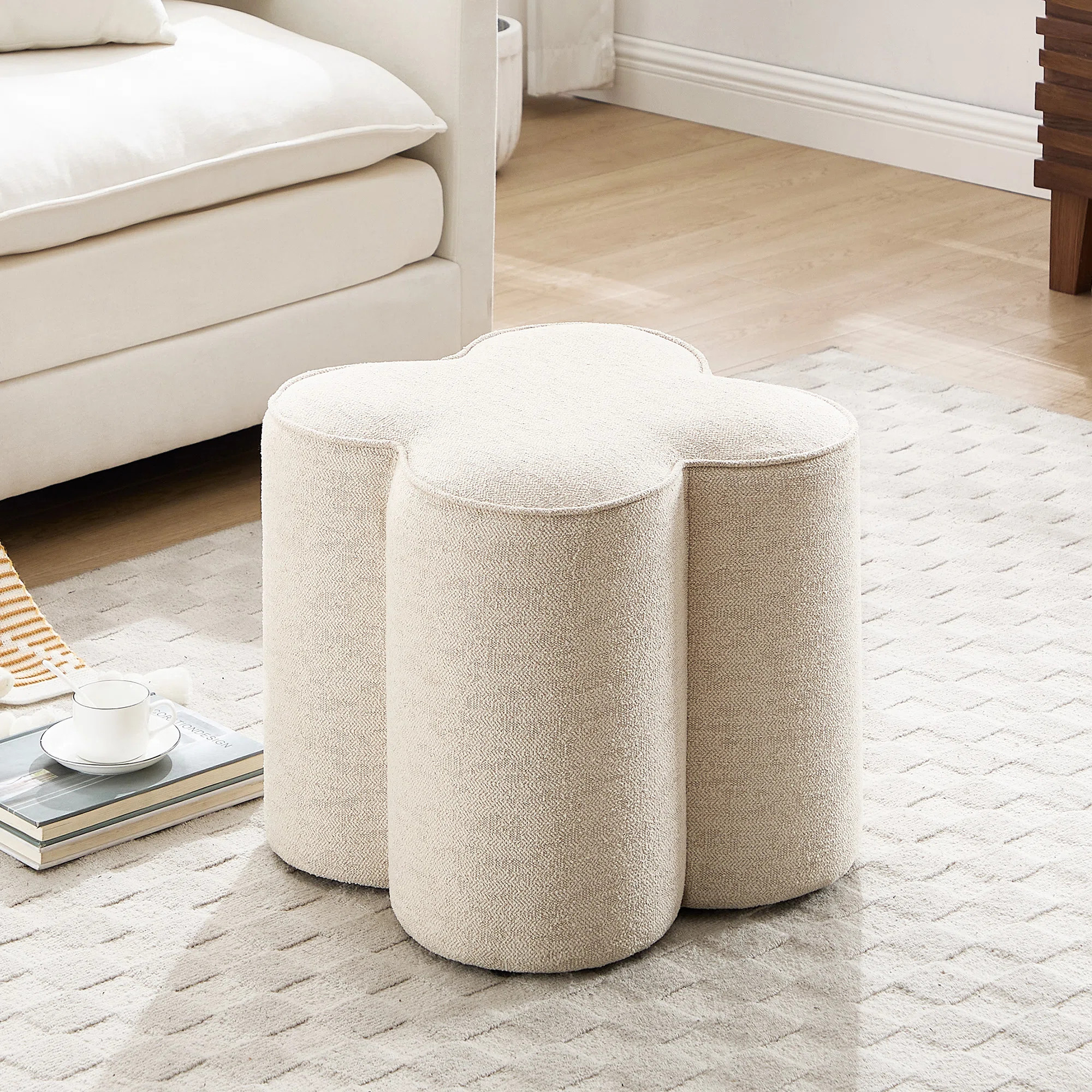 Leiani 18.5" Wide Linen Upholstered Ottoman | Wayfair North America