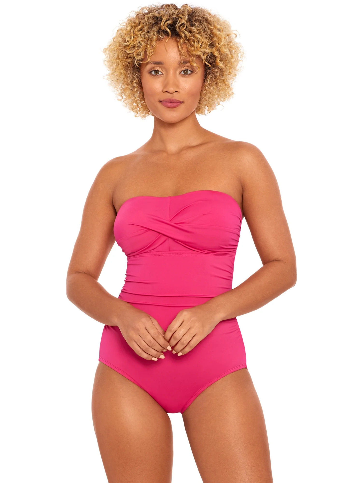 Time and Tru Women’s and Plus Bandeau Twist Front One Piece Swimsuit | Walmart (US)