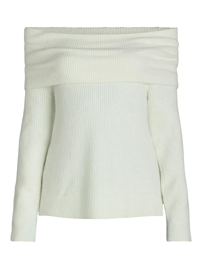 Time and Tru Women's and Women's Plus Off Shoulder Sweater, Sizes XS-4X | Walmart (US)