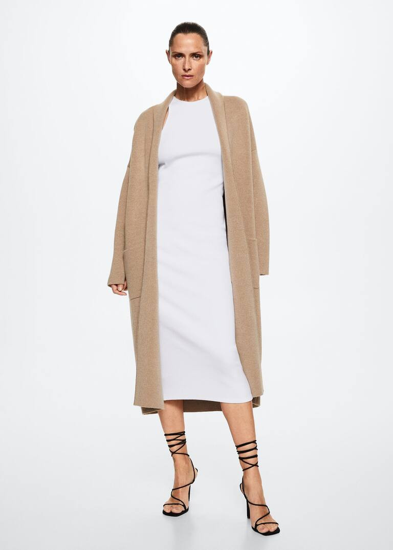 Oversized knitted coat with pockets -  Women | Mango USA | MANGO (US)