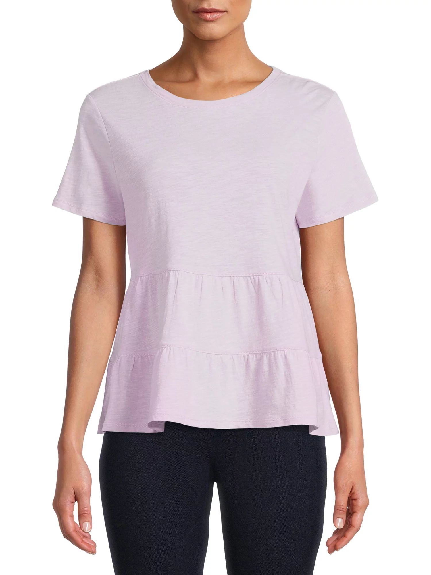 Time and Tru Women's Short Sleeve Peplum T-Shirt - Walmart.com | Walmart (US)