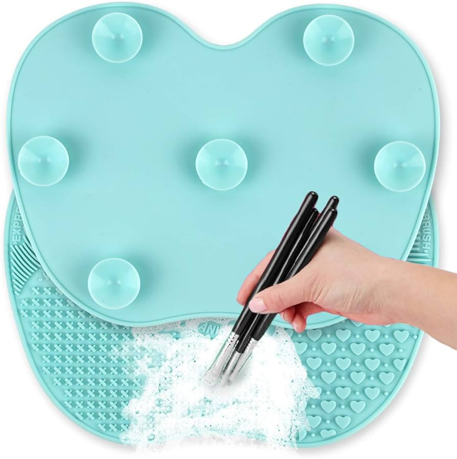 Silicon Makeup Brush Cleaning Mat Makeup Brush Cleaner Pad Cosmetic Brush Cleaning Mat Portable W... | Amazon (US)