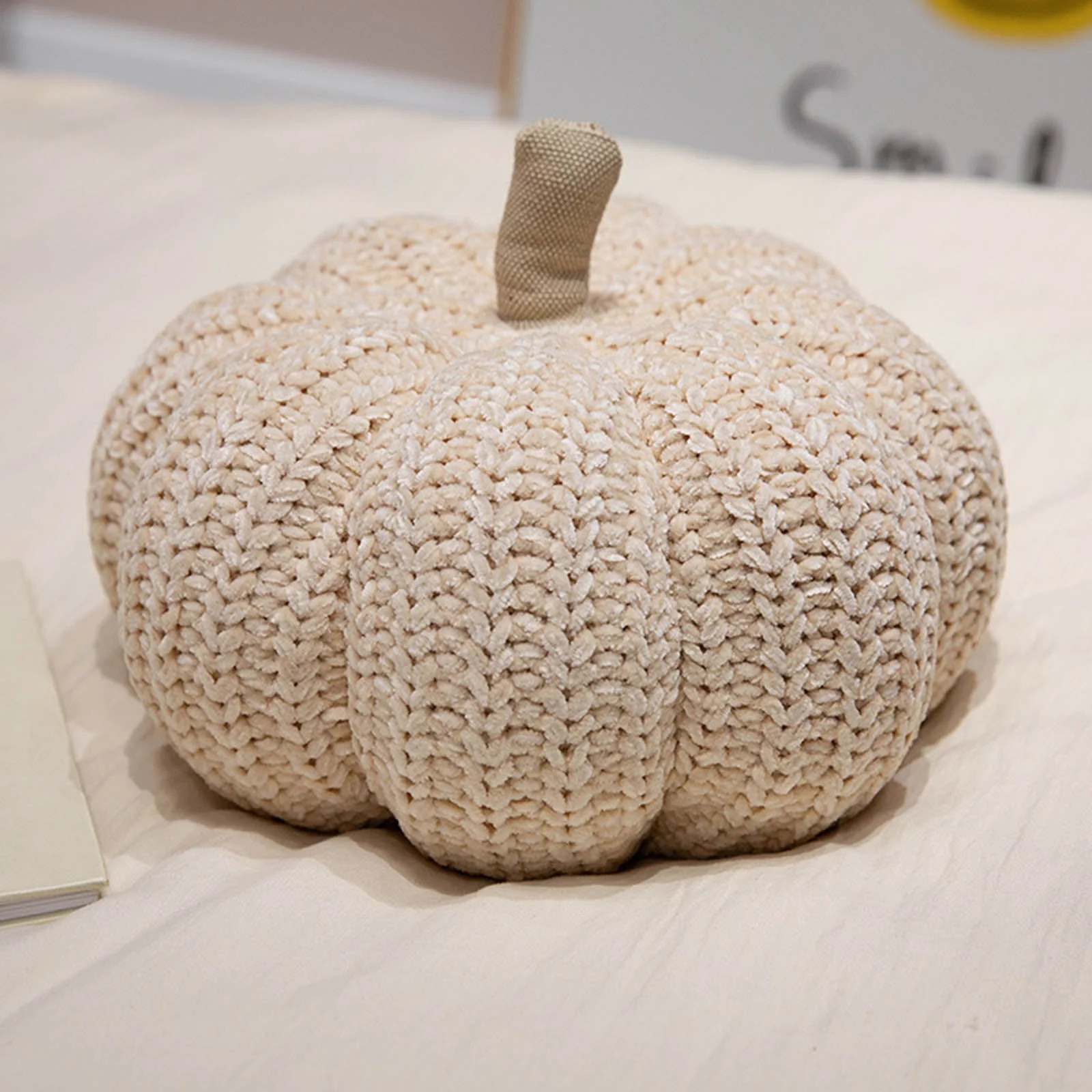 Lksixu Knitted Pumpkin Pillow, 11.8" Fleece Crocheted 3D Pumpkin Shaped Throw Pillow, Soft Cute H... | Walmart (US)