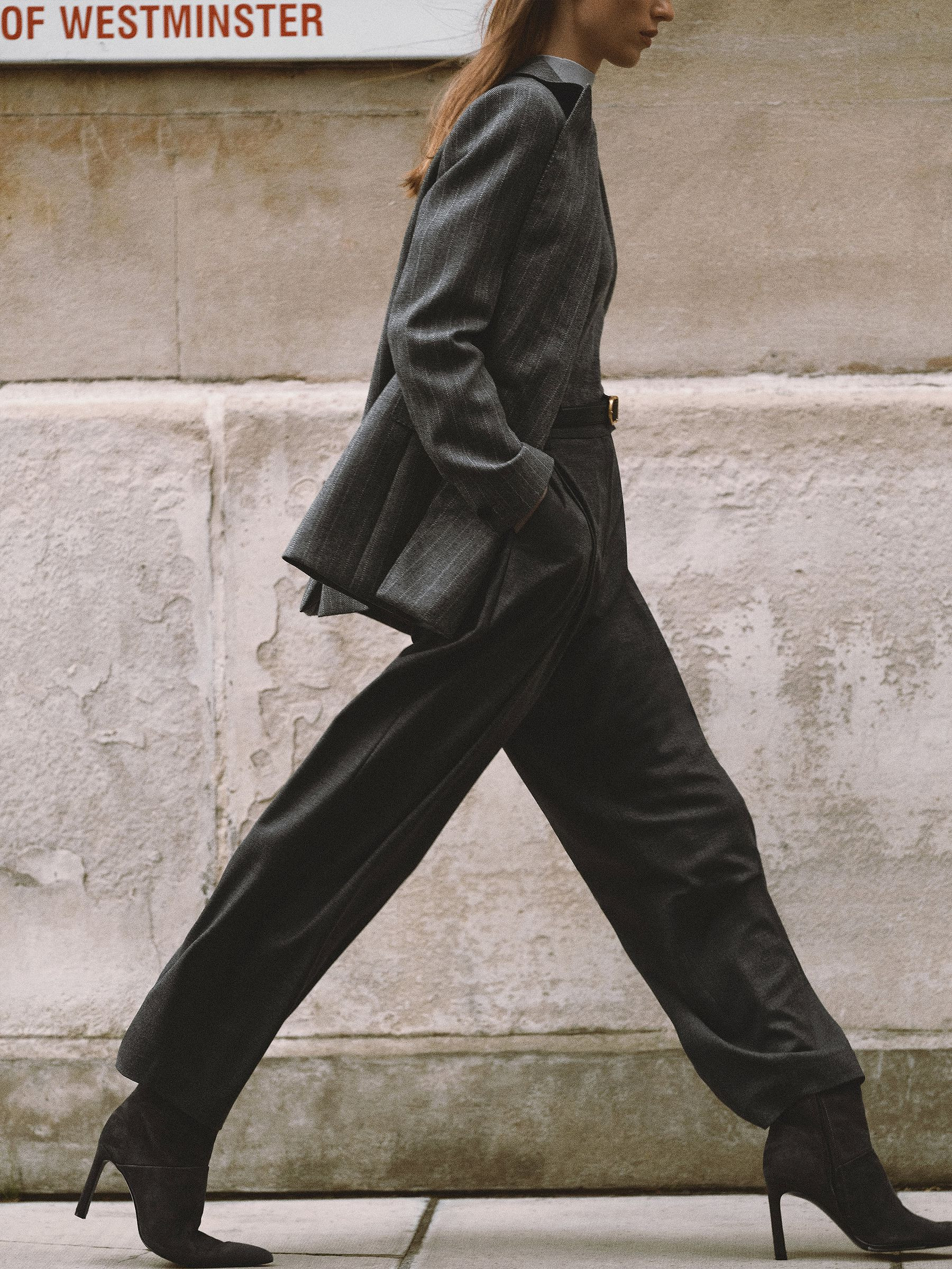 Reiss Wool-Blend Pleated Barrel-Leg Trousers in Grey - REISS | Reiss UK