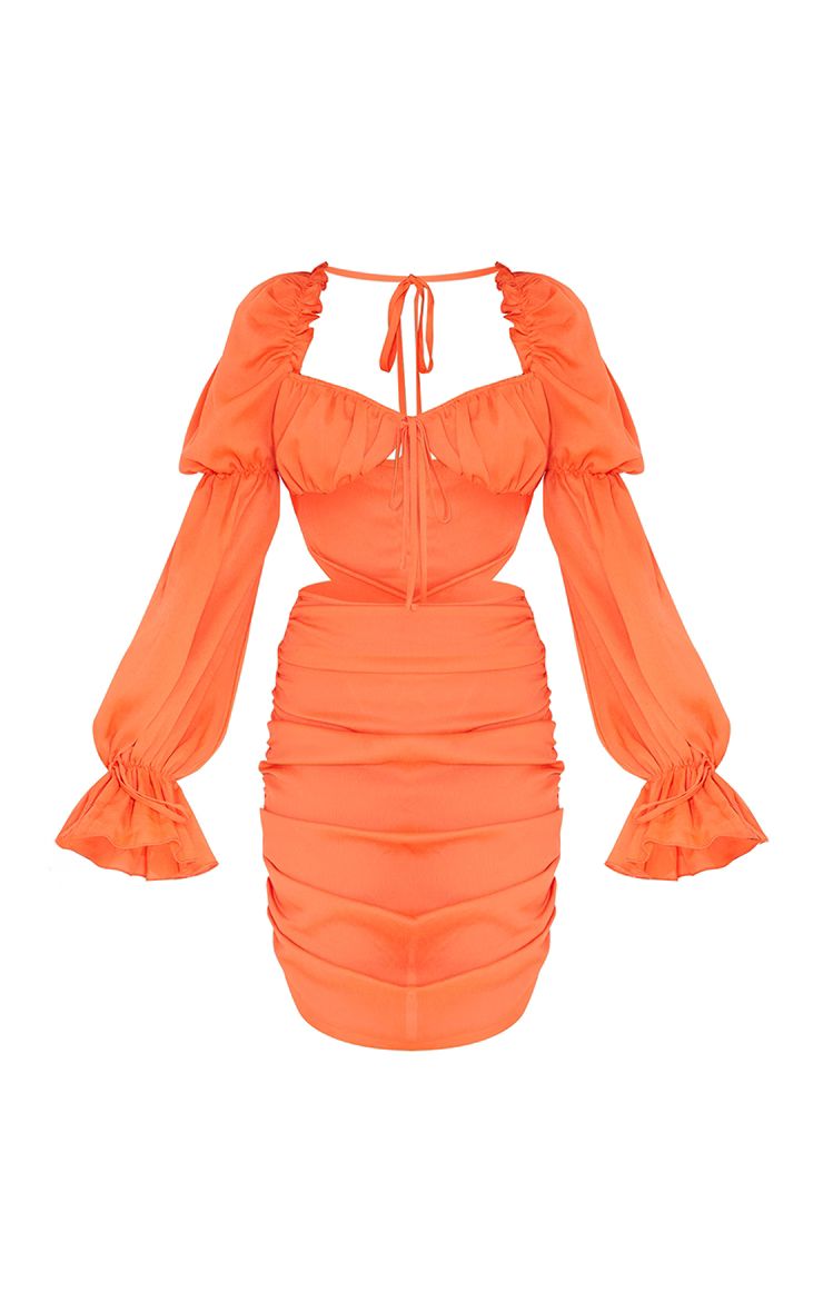 Robe moulante découpée orange détail froncé | PrettyLittleThing (FR)