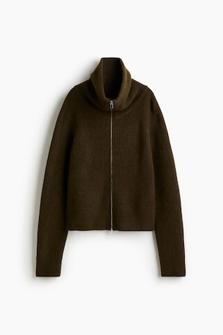 H & M - Wool-Blend Cardigan with Zipper - Green | H&M (US + CA)