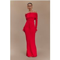 Polly Knit Maxi Skirt - Red | MESHKI US