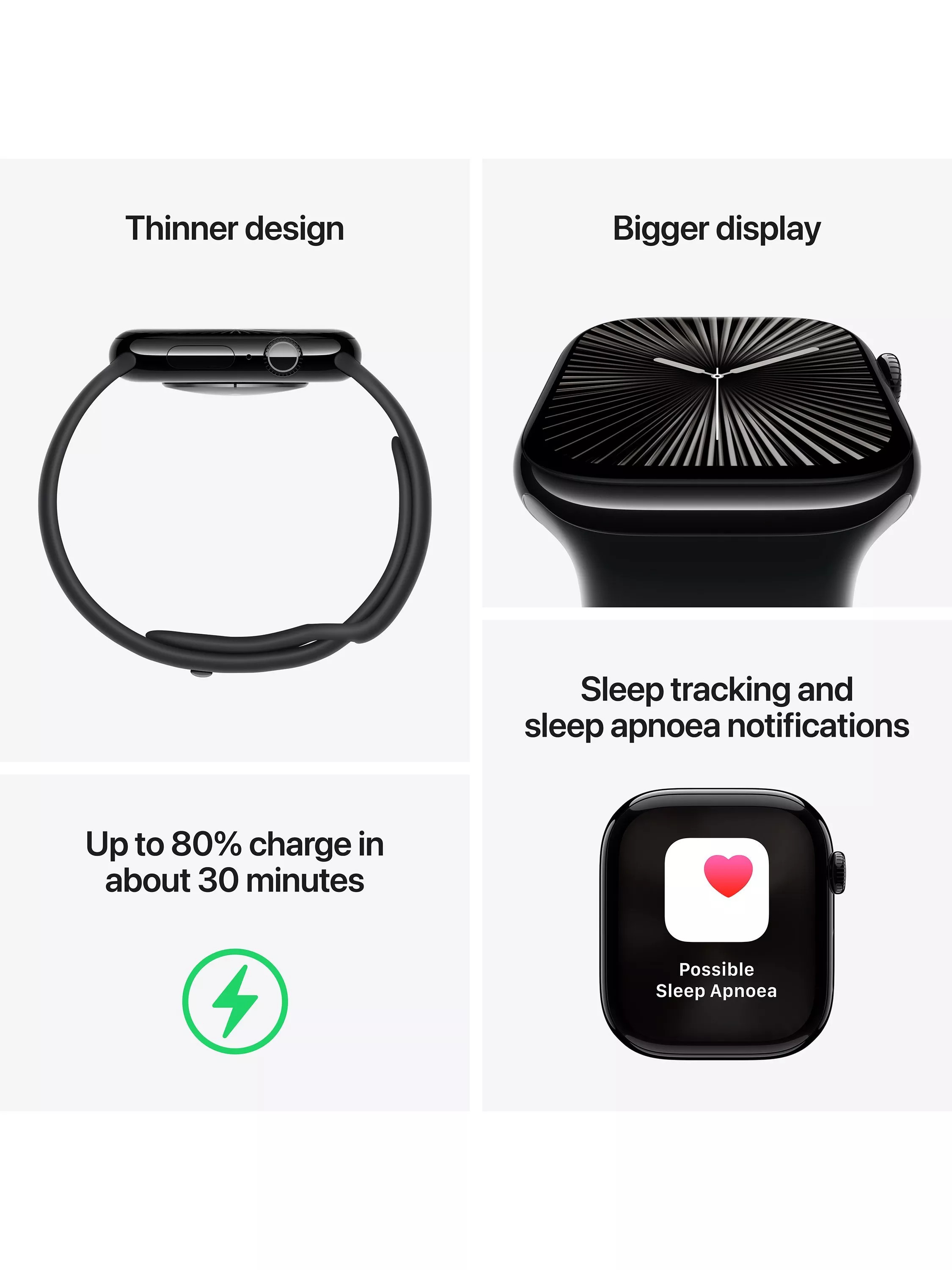 AppleWatch Series 10 GPS, 42mm, Aluminium Case, Sport Band | John Lewis (UK)