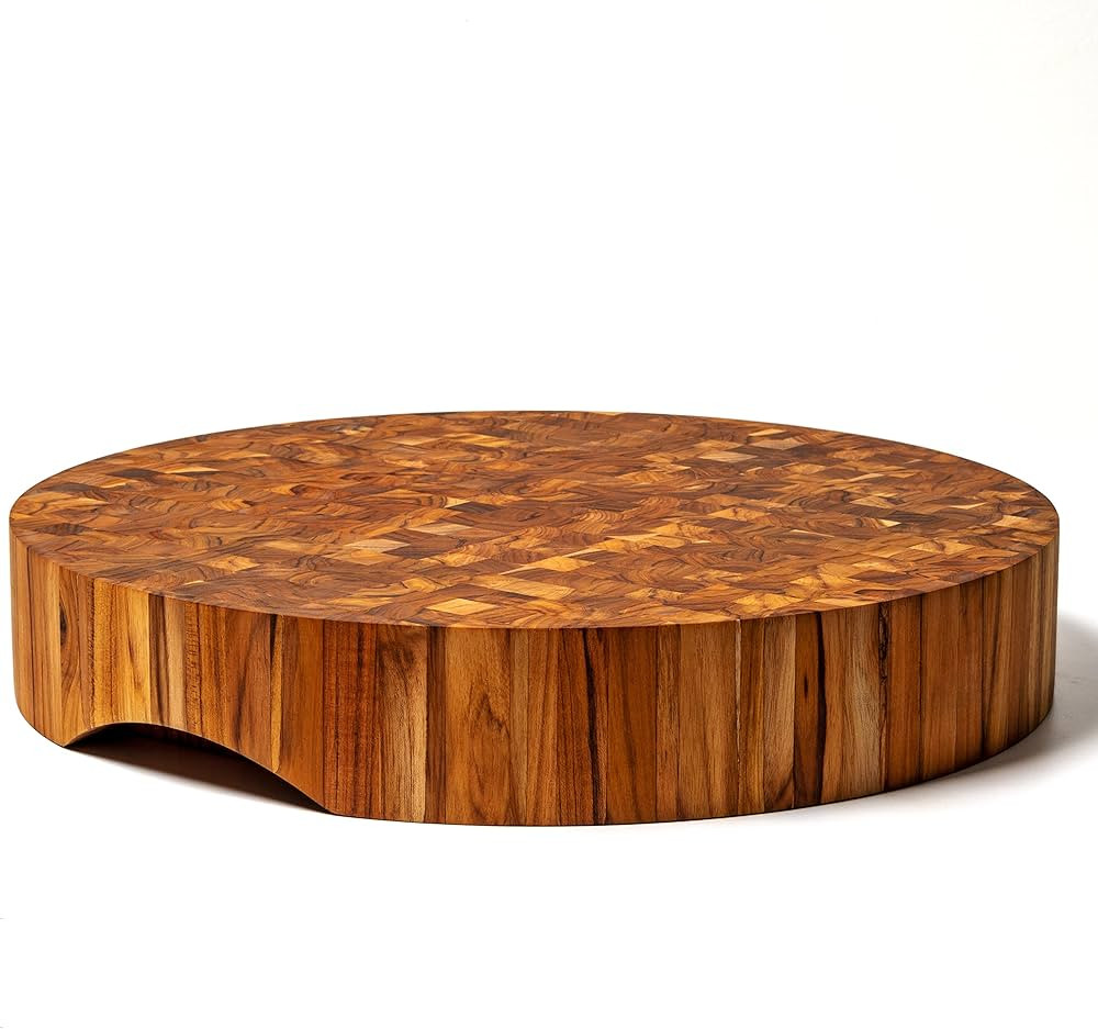 Extra Large 18" x 18" Round End Grain Butcher Block Cutting Board [3" Thick] - Teak Wood Conditio... | Amazon (US)