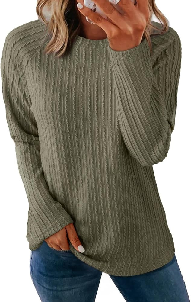 Dokotoo Womens Tops Long Sleeve Lightweight Shirts 2024 Fall Fashion Trendy Tops Crewneck Casual ... | Amazon (US)