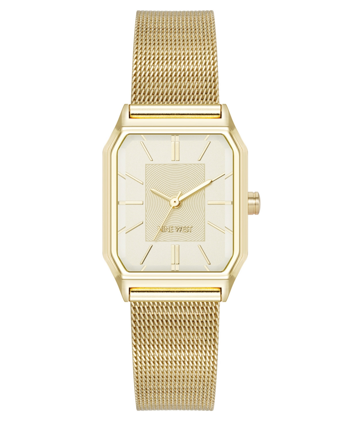 Nine West Women's Quartz Faceted Gold-Tone Stainless Steel Mesh Watch, 26mm - Gold-tone | Macy's