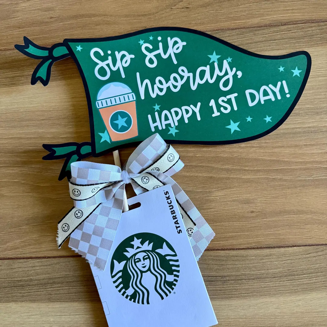 Teacher First Day Gift Tag – “Sip Sip Hooray” Printable Coffee Pennant for coffee Gift Card... | Etsy (US)