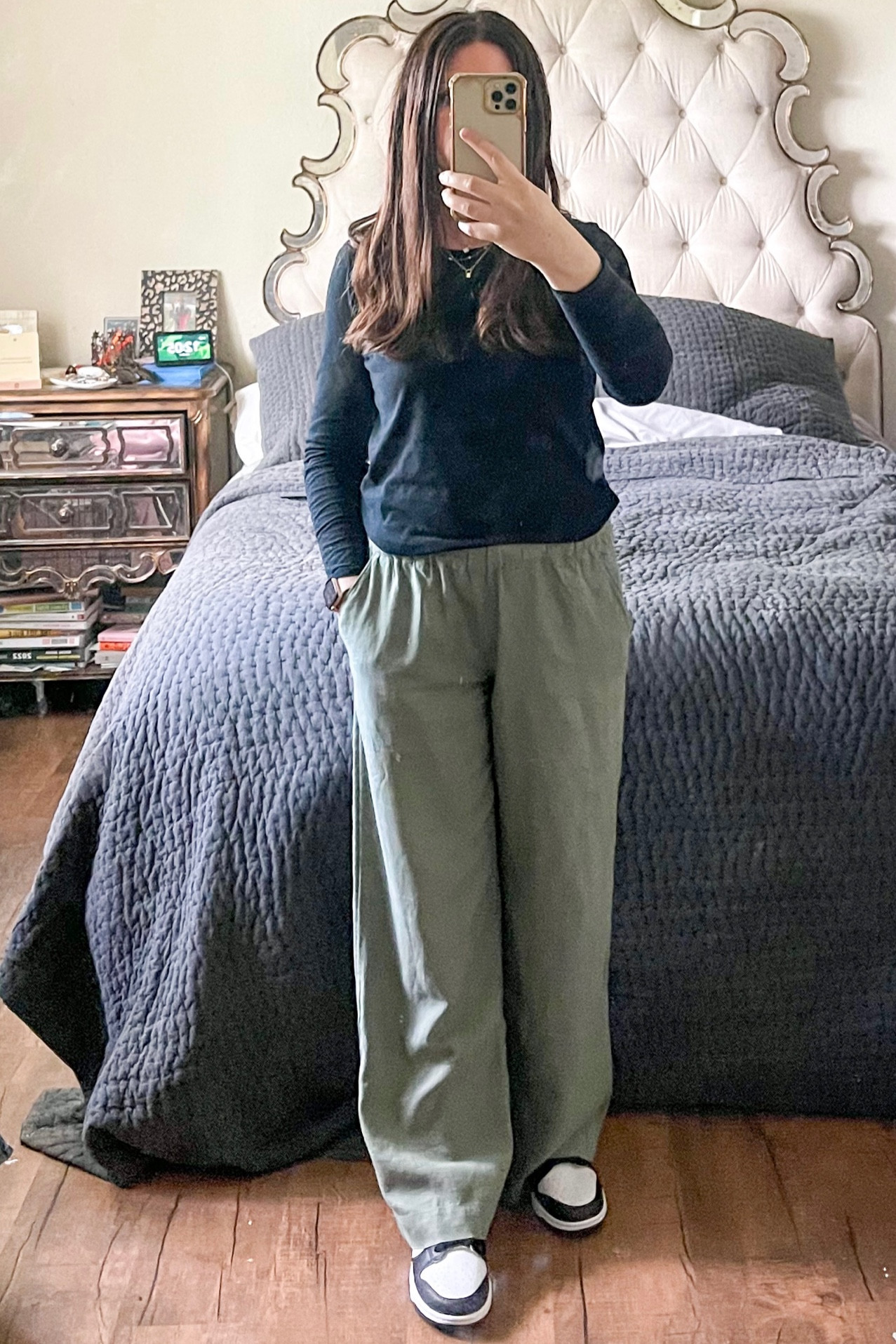 Casual spring outfit. Wide leg linen pants.  Long sleeve t-shirt. Wide leg linen pants under $60. wide leg linen pants with pockets. Nordstrom finds. Nordstrom fashion. Nordstrom under $100. Madewell. Van Cleef & Arpels Sweet Alhambra necklace mother of pearl. Amazon finds. 💗 

#LTKunder100 #LTKshoecrush #LTKstyletip