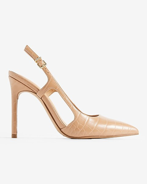 Croc-embossed Cutout Slingback Pumps | Express