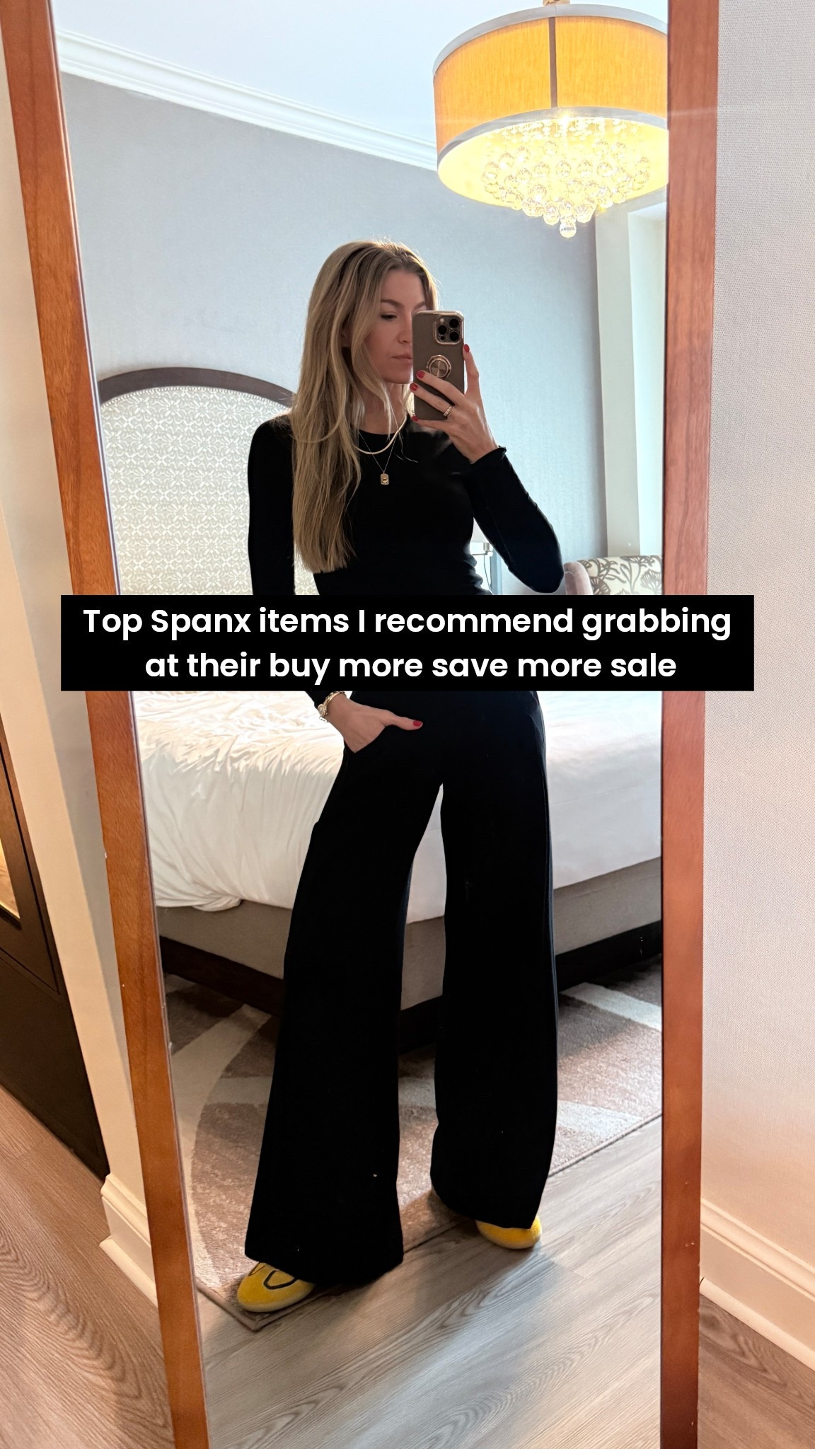 @Spanx is having their buy more save more event this weekend and here are my favorite Spanx items I’d recommend getting:

Wide leg plants with pockets: runs TTS, wearing a S
Sports bra: TTS, wearing a S
Booty Boost leggings: TTS, wearing an XS
Layering Long sleeve top: TTS, wearing a S
Shapewear: TTS, wearing a S 


#LTKTravel #LTKSaleAlert #LTKActive