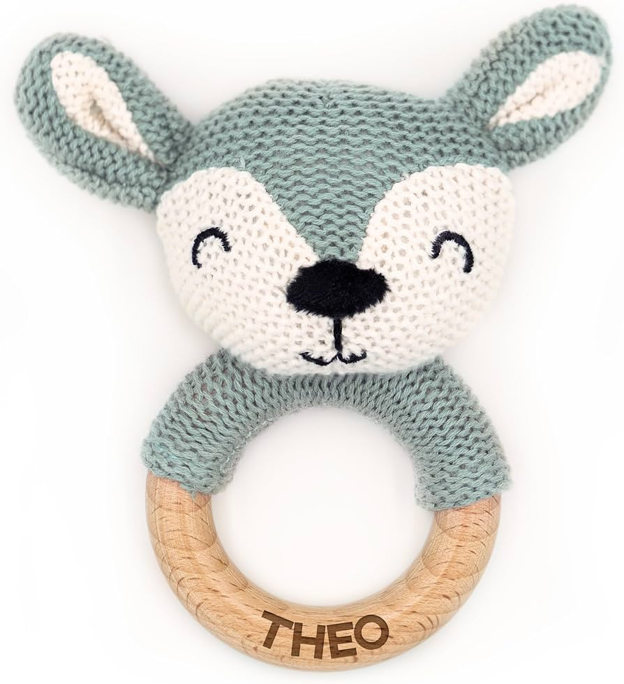 Geschenkfreude Personalisierter Beißring für Baby aus Holz - Greifling personalisiert mit Name ... | Amazon (DE)