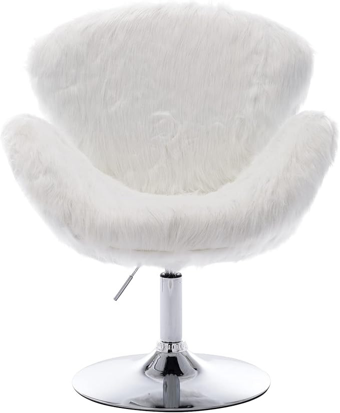 Hi&Yeah Comfy Faux Fur Cute Desk Chair no Wheels, Swivel Height Adjustable Home Office Chair, Acc... | Amazon (US)