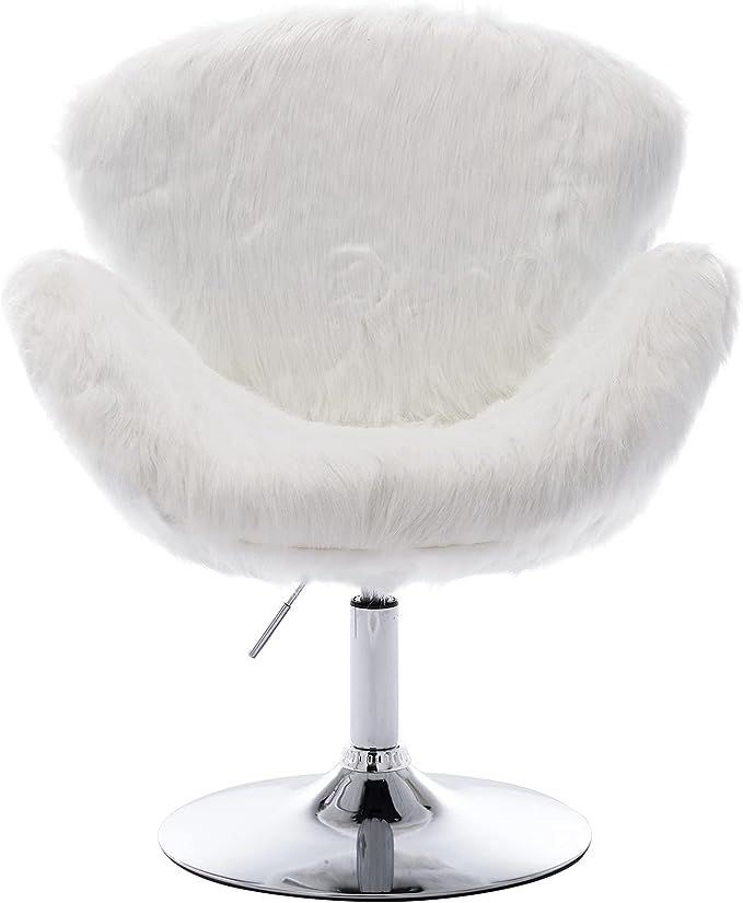 Hi&Yeah Comfy Faux Fur Cute Desk Chair no Wheels, Swivel Height Adjustable Home Office Chair, Acc... | Amazon (US)