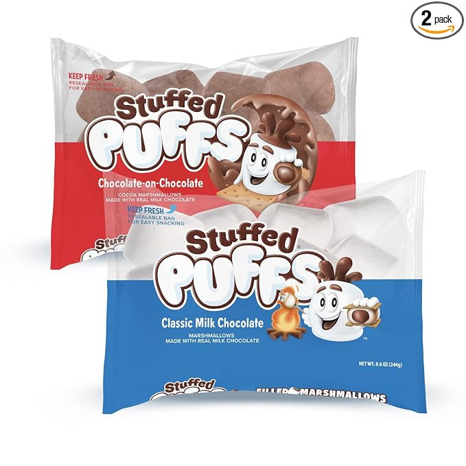 Stuffed Puffs - Variety 2 Pack, Marshmallows Made with Real Chocolate, Perfect for S'mores and Sn... | Amazon (US)