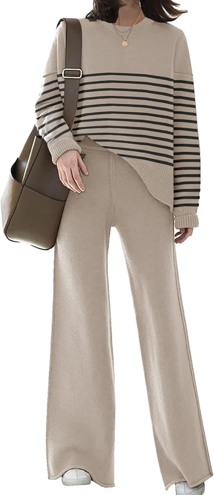 ETCYY NEW Womens Elegant Lounge Sets Knitted Sweatsuit Sets 2 Piece Outfits with Sweater Tops and... | Amazon (US)