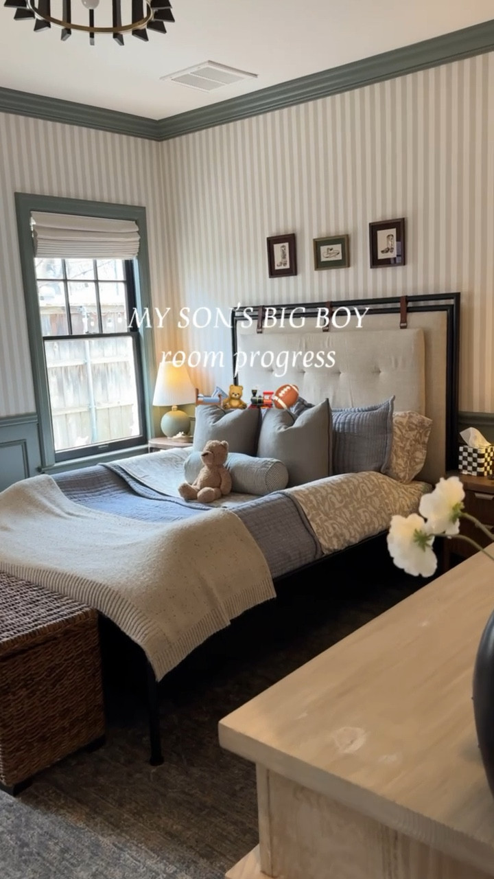 Emmett's big boy room & all the progress 🥹✨

Paint color: Sherwin Williams Retreat
Art by Emma Katherine 
Bathroom Paint color: Benjamin Moore Englewood Cliffs 

#LTKstorytime #LTKmomlife #LTKKids