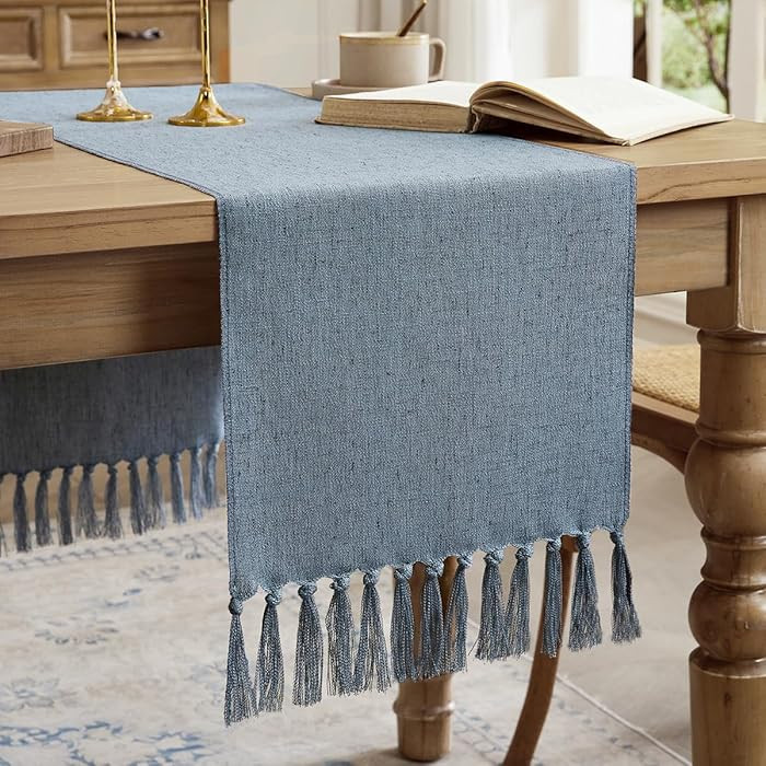 Linen Style Rustic Table Runner, Farmhouse Cotton Linen Table Runner, Boho Table Runners 90 Inche... | Amazon (US)