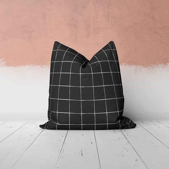 Small Black Pillow, Window Seat Cushion, Minimalist Decor, Black and Cream Pillow | 16''x16'', 18... | Etsy (US)