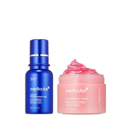 medicube Glow Essential Care Duo: Zero Exosome Shot 7,500 PPM Spicule Facial Serum and Collagen Jelly Cream 110ml | Amazon (US)