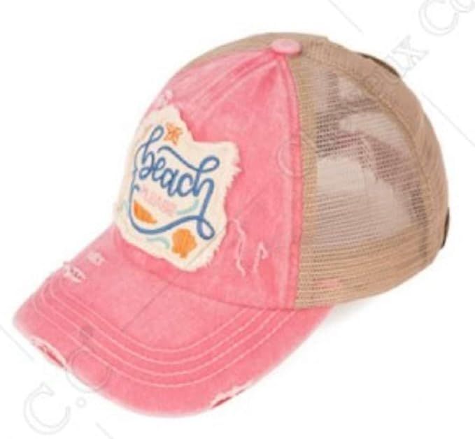 C.C Ponycap Messy High Bun Ponytail Adjustable Mesh Trucker Baseball Cap Hat | Amazon (US)