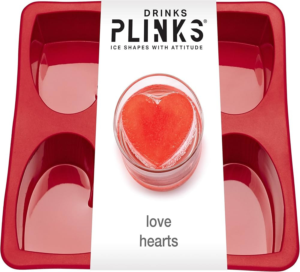 DRINKSPLINKS Large Silicone Heart Ice Cube Mold Tray for Freezing and Baking - Silicone Heart Mol... | Amazon (US)