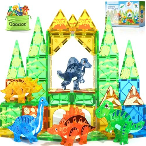 Dinosaur Toys Magnetic Tiles 3D Movable Dinos for Kids 3-5 5-7 Toddler Outdoor Sensory Toys, STEM Educational Magnetic Blocks for 3+ Years Old Boys Girls Kids Toy | Amazon (US)