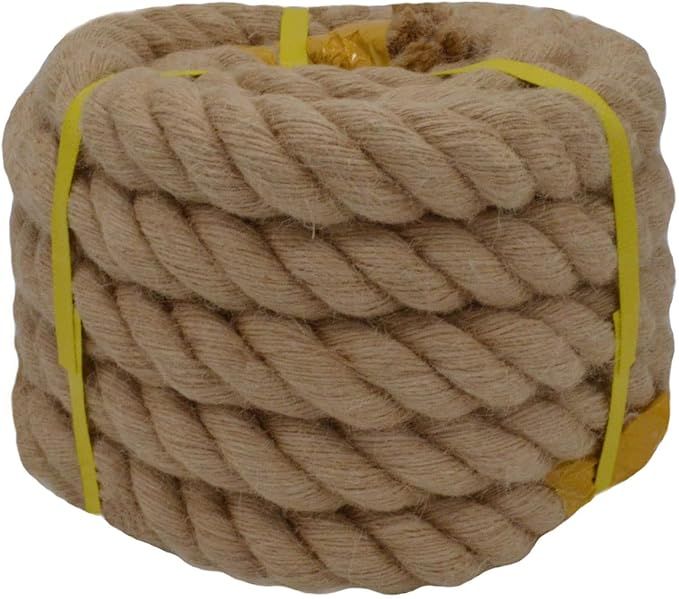 Twisted Manila Rope Jute Rope (1.5 in x 20 ft) Natural Thick Hemp Rope for Boat Deck, Railings, C... | Amazon (US)